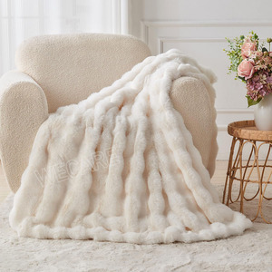 Sang trọng 350GSM 450gsm 550gsm Faux Fur flannel chăn hai mặt lót ném chăn cho phòng khách Ghế sofa giường - Product Image 6