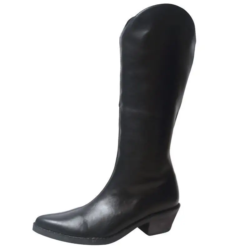 Gran oferta, precio directo de fábrica, botas altas con cremallera para mujer, botas altas de tacón grueso para mujer, botas altas con letras en forma de lujo para mujer