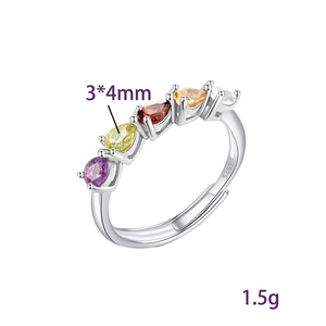 Bague minimaliste 8 pierres en forme de poire 3*4mm, en argent sterling 925, avec pierres naturelles colorées en forme de goutte d'eau, bijoux empilables pour femmes - Product Image 6