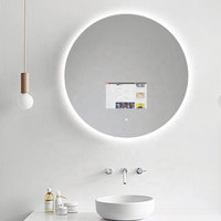 Miroir moderne rond sans cadre, lecture vidéo et musicale, caméra HD Wifi, miroir magique intelligent pour télévision Android miroir de salle de bains à LED