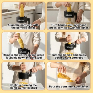 Corn Stripper with Container Handheld Manual Corn Cob <b>Cutter</b> Kitchen Gadget for Easy Corn Removal - Product Image 5