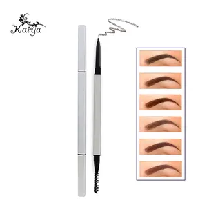 Double Ended Luxus Silber Vegan Creamy Brows Makeup Pen Ultra feine Spitze Haarst riche Einziehbarer Augenbrauen stift Wasserdicht