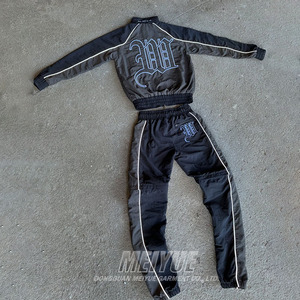 Men <strong>Polyester</strong> <strong>Jogger</strong> Sets Two Piece Set Patchwork Zip up Puff Track Nylon Jacket and Track Pants Custom Nylon Tracksuit Men - Product Image 4