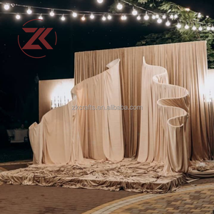 Металлическая арка-фон для свадьбы ZKAI с тканевым покрытием в форме волны, металлический каркас, тканевый фон для свадебной арки - Product Image 1