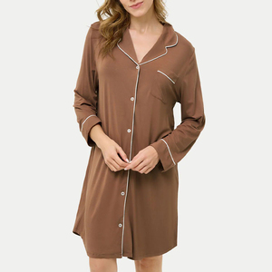 <span class=keywords><strong>Camicia</strong></span> <span class=keywords><strong>da</strong></span> <span class=keywords><strong>Notte</strong></span> in Bambù Organico per Donna, Pigiama a Maniche Lunghe, Abbigliamento Sostenibile per il Relax Femminile, Vestaglia Personalizzata - Product Image 5