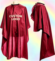 Nouvelle Arrivée Cape de Coiffure Imperméable en Polyester et Silicone avec Encolure Ergonomique Rouge Bordeaux pour Salon de Coiffure et Barbier