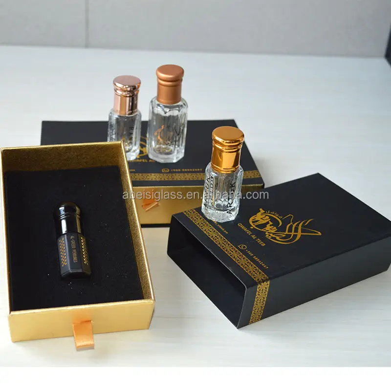 High End Velvet Custom Gold Foil Logo Empty Oud Oil Attar Package Glass Bottle Paper Gift Perfume Box With Eva Insert