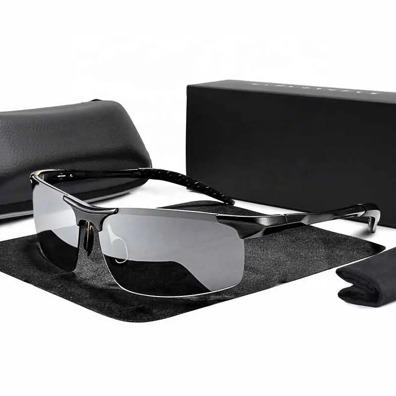 2024 Aluminum Rimless Photochromic Sunglasses Men Polarized Day Night Driving Glasses Chameleon Anti-Glare gafas de sol hombre