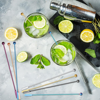 Bâtonnets mélangeurs en métal de 7,6 pouces, agitateurs à café, outils pour bar et vin, bâtonnets mélangeurs en acier inoxydable pour cocktails et boissons