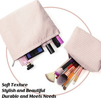 Trousse de Maquillage en Toile Brodé pour Femme avec Fermeture Éclair – Rangement Durable et Tendance pour Articles de Toilette de Voyage