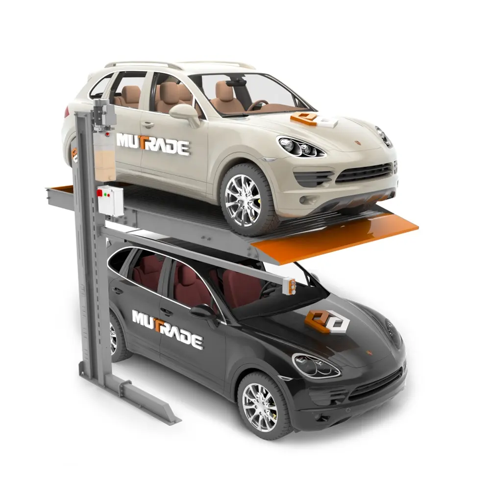 Mechanical 2 Post Vehicle Car Storage Lift Vertical Car Stacker Parking Lift System