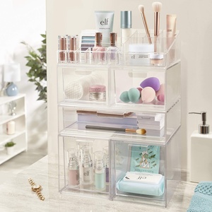 Factory Custom Clear Acrylic <b>Stackable</b> Cosmetic Makeup <b>Storage</b> Box with <b>Drawers</b> YAGELI Brand 4mm Thickness - Product Image 1