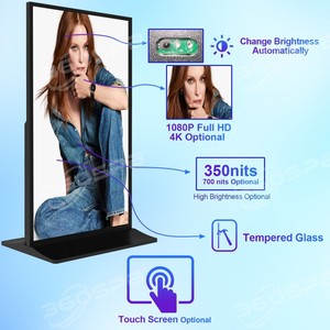 360SPB Standalone Digital Signage Display 65 "Touch Screen Interactive Indoor Floor Standing para Publicidade Comercial - Product Image 3