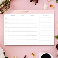 Bloc de notas para lista de comestibles, planificador de comida semanal, rosa, ''10x7, almohadilla magnética para planificación de comida, con apagado de las compras para hacer lista