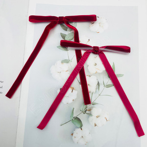 E-Magic Prix d'usine Nœuds en velours rouge bordeaux personnalisés avec attaches torsadées transparentes Nœud en ruban de velours pour la décoration de l'<span class=keywords><strong>arbre</strong></span> de Noël - Product Image 5