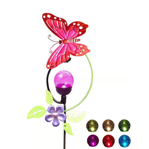 Lámpara Solar de Jardín con Forma de Mariposa, de Metal, con LED, Cristal Agrietado, Decoración para Exteriores, Resistente al Agua, Autoportante - Product Image 5