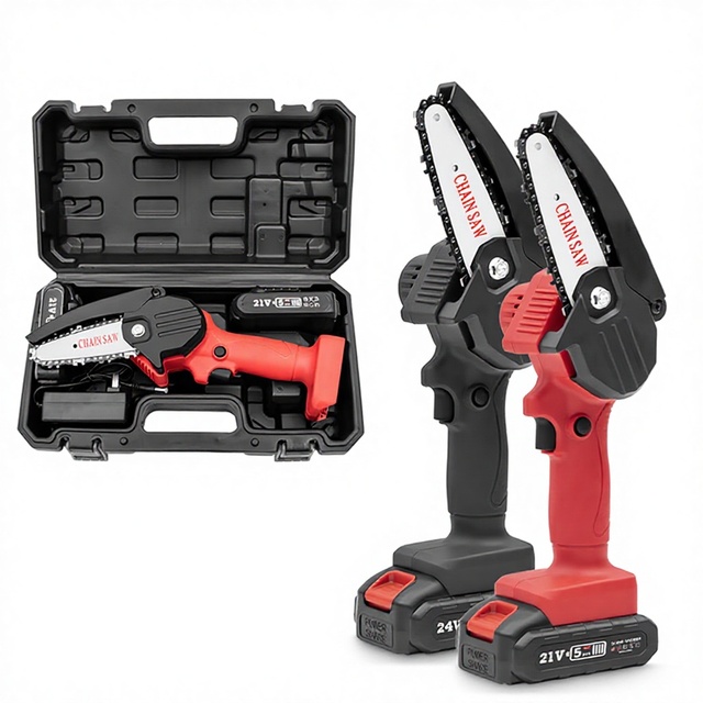 HILDA Hilda Rechargeable Cordless Mini Electric Chainsaw High-Strength Alloy Steel Chain One-Hand Garden Logging Saw Lithium-Ion