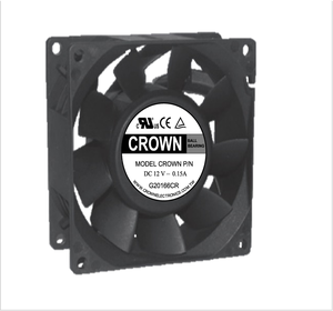 Ventilador Axial Eléctrico de CC con Rodamientos de Bolas Crown AGQ08038_12L con Aspas de Plástico para Protección Industrial - Product Image 6