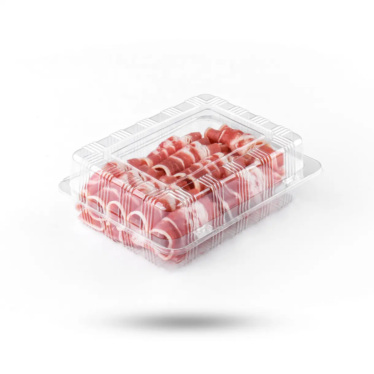 Hecho en fábrica de grado alimenticio para servir carne congelable desechable RPET fondue rollo de carne embalaje contenedor cajas embalaje de carne