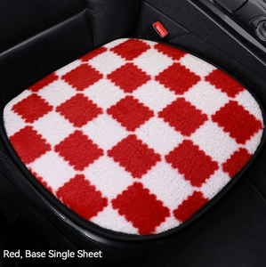 Housse de siège auto en peluche à carreaux, très vendue, épaissie, isolante, avec base antidérapante, universelle - Product Image 1