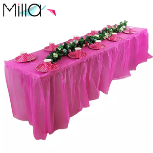 Falda <span class=keywords><strong>de</strong></span> <span class=keywords><strong>mesa</strong></span> <span class=keywords><strong>de</strong></span> plástico a prueba <span class=keywords><strong>de</strong></span> aceite, Rectangular, plisada, impermeable, 14 pies <span class=keywords><strong>de</strong></span> colores, para boda, fiesta <span class=keywords><strong>de</strong></span> cumpleaños, evento - Product Image 3