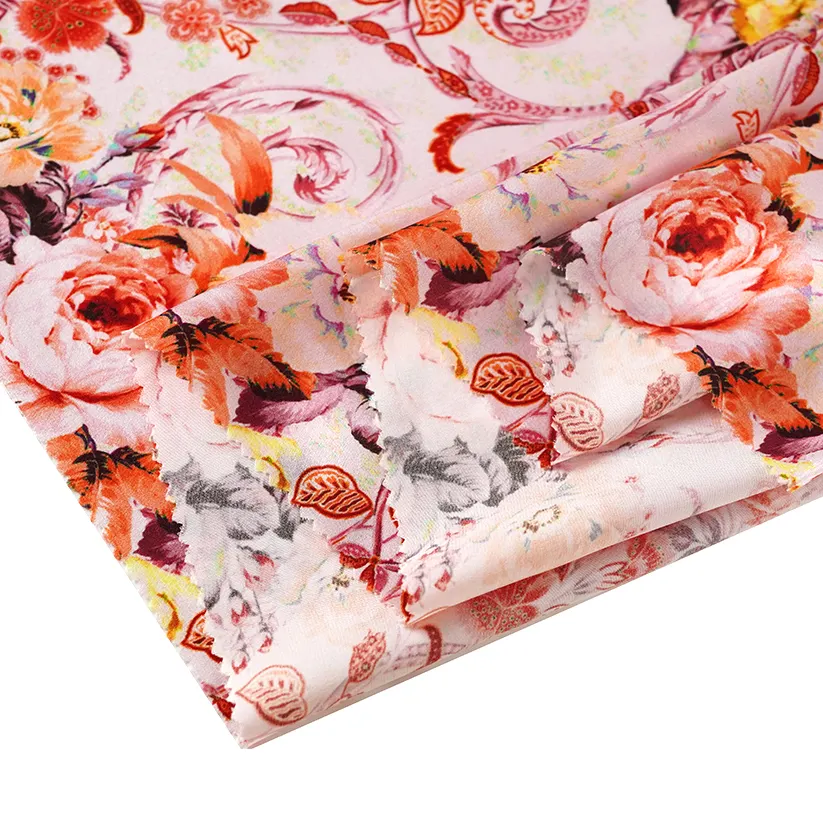 人気の花柄デザイン卸売価格豊富なデザインセレクション桑シルクシフォンレディーススカート用デジタルプリント