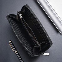 Dompet Kulit PU Multi-Kartu Baru dengan Resleting, Kapasitas Besar, Tas Kartu Mewah, Dompet Panjang Pria
