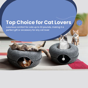 Lit pour chat en forme de donut, tunnel, nid, détachable, en feutre, lavable, jouet amusant pour chat, structure composite à double couche - Product Image 6