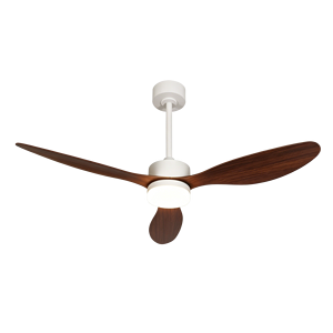 Contemporary Brown Wood-Look Blade 3-Blade 52" DC Motor <b>Ceiling</b> <b>Fan</b> <b>Light</b> White Housing <b>Remote</b> <b>Control</b> Low Profile for Modern - Product Image 2