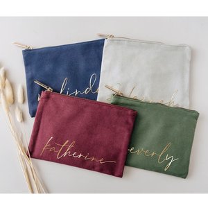 Sac de maquillage personnel portable sac cosmétique en toile personnalisé cadeau de Noël pour sa femme soeur ou tante avec fermeture à glissière - Product Image 3
