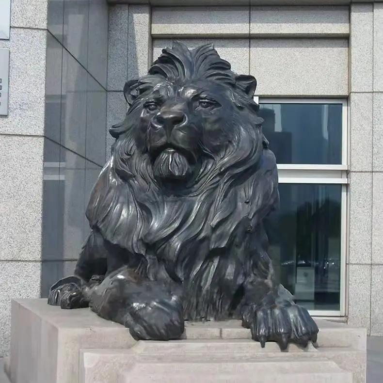 Alta calidad al aire libre jardín fundición personalizada latón bronce León bronce animal escultura