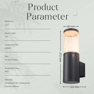 <span class=keywords><strong>Applique</strong></span> <span class=keywords><strong>murale</strong></span> extérieure moderne en aluminium, étanche IP54, avec diffuseur en verre, 660LM, haute <span class=keywords><strong>luminosité</strong></span>, CRI80, blanc chaud 3000K - Product Image 5