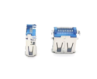 Prise femelle USB3.0 à angle droit SMT plastique bleu 9P