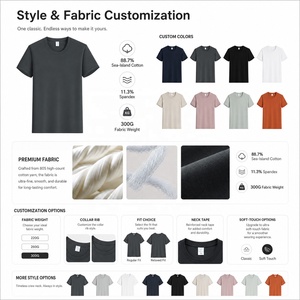 Camiseta de algodón Sea-Island de marca privada al por mayor, 300G, peso pesado, unisex, cuello redondo premium, transpirable, manga corta, con spandex de alta calidad - Product Image 4