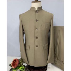 Baru Datang Mandarin Kerah Tang Pria Setelan Pernikahan Pengantin Pria Prom Setelan <span class=keywords><strong>2</strong></span> Piece Slim Fit Cina Mao Blazer Masculino Jaket + Celana - Product Image 5