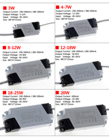 Conducteur LED 300mA 280mA 270mA 260mA 240mA 4w 5w 6w 7w Conducteur LED 8-18 12-24V 12-28V 300mA Transformateur LED Conducteur LED