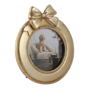 Cadre photo rond avec nœud doré 4x4 pouces, cadre photo décoratif en métal pour table et mur - Product Image 2