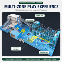 Structure de jeu interactive commerciale pour l'extérieur : mur d'escalade, jeux pour enfants, équipement intérieur pour enfants, toboggans, piscine à balles en PVC