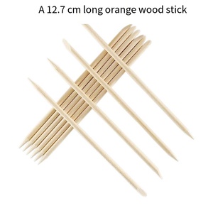 SunelPort Bâtonnets en bois de bouleau orange jetables pour nail art, 12,7 cm de long, 100 pièces par paquet, double extrémité, pour <span class=keywords><strong>la</strong></span> <span class=keywords><strong>beauté</strong></span> et le nail art - Product Image 2