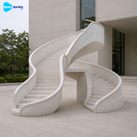 Balustrade d'escalier en spirale en marbre blanc, durable, en pierre sculptée à la main, pour villa, manoir, hôtel, décoration intérieure et extérieure