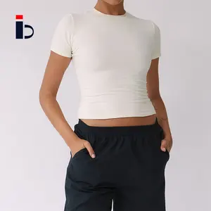 Nouveau, vente en gros, Service OEM, coton Spandex de haute qualité, couleur unie, confortable, sport, Gym, court, Slim, t-shirt