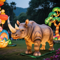 Lanternes de festival chinoises, lanternes géantes réalistes en forme de rhinocéros, spectacle de lumière pour les parcs d'attractions et les zoos en plein air, décoration commerciale