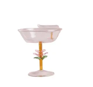 Wholesale Customized High Quality Glass Colored Water Wine Goblets Glassware Cup Cocktail Goblets for Home Bar Party