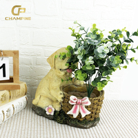 Panier de fleurs en forme de chien mignon de meilleure qualité Pot de fleurs en résine pour le jardin et la décoration de la maison