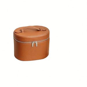 Estuche de Maquillaje de Cuero de Gran Capacidad con Espejo y Bolsa de Maquillaje Portátil de Viaje con Asa - Product Image 1