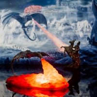 Lampe de nuit décorative à impression 3D dragon de glace de forme unique