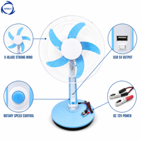 Ventilateur de table 16 pouces DC 12V à énergie solaire, économie d'énergie, pour extérieur, avec lumière LED et chargeur USB - Vente chaude