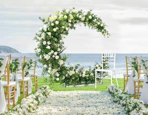Arco de Flores Artificiales en Forma de Luna Personalizado LANJO, Soporte para Flores, Fondo para Bodas, Decoración Floral en Forma de Media Luna para Compromisos - Product Image 2