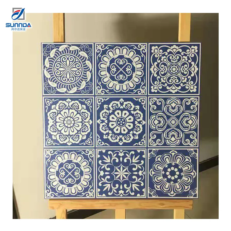 Hot Sale Blue Home Living Room flower pattern backsplash Rustic Moroccan Flooring Tiles for flooring decoration