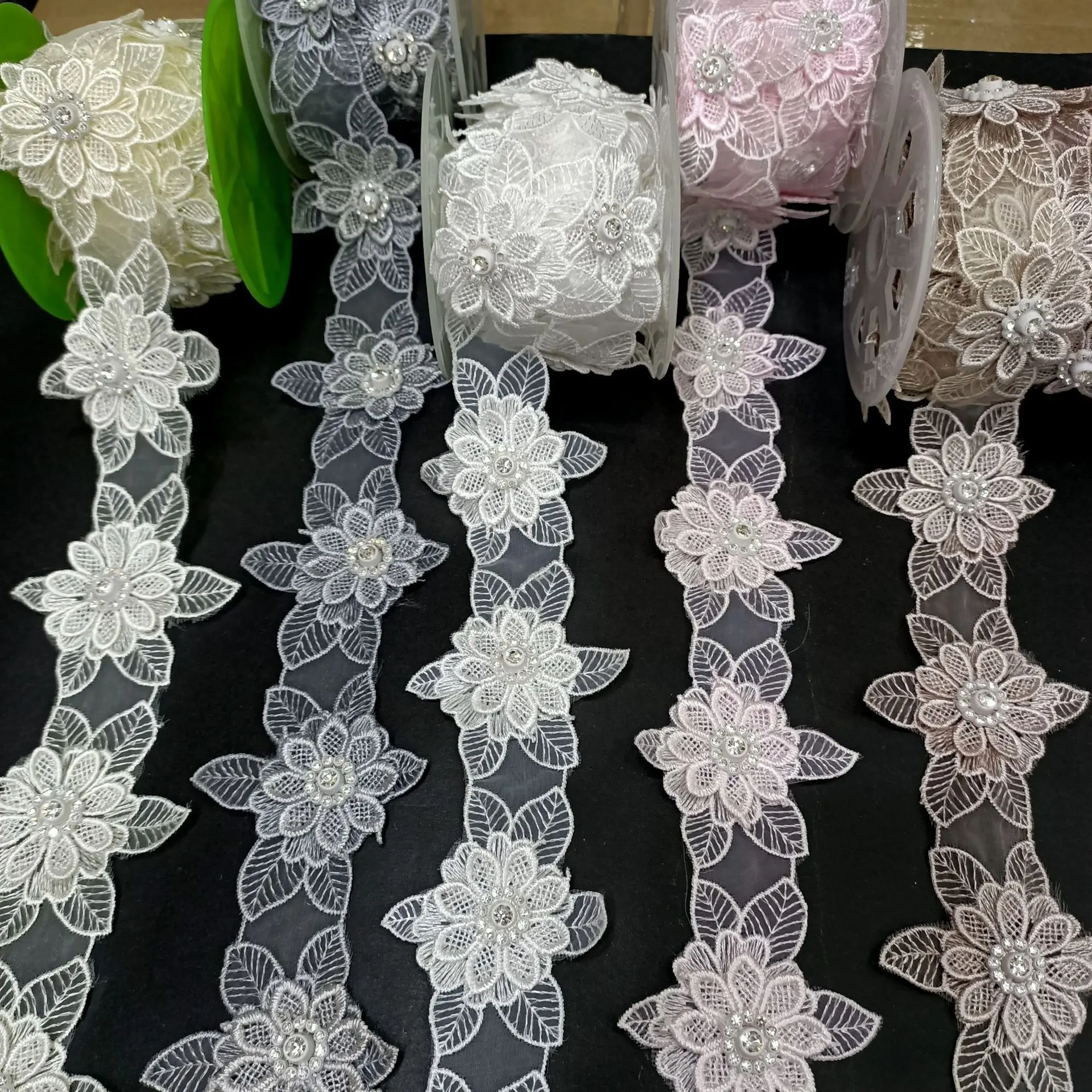New hot selling Organza embroidery lace double layer appliques,DIY hand accessories mesh fabric ornaments